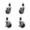 Service Caster 3.5'' Thermoplastic Rubber Wheel Swivel 1-1/2'' Expanding Stem Caster Set 2 Brakes, 4PK SCC-EX20S3514-TPRB-2-TLB-2-112 - alternate 1